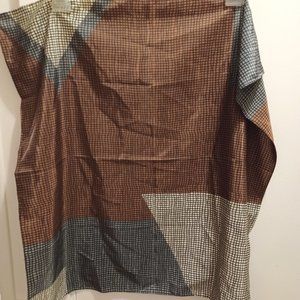 Vintage Vera / Vena Geometric Gray Brown And White Neutral Colors Scarf
